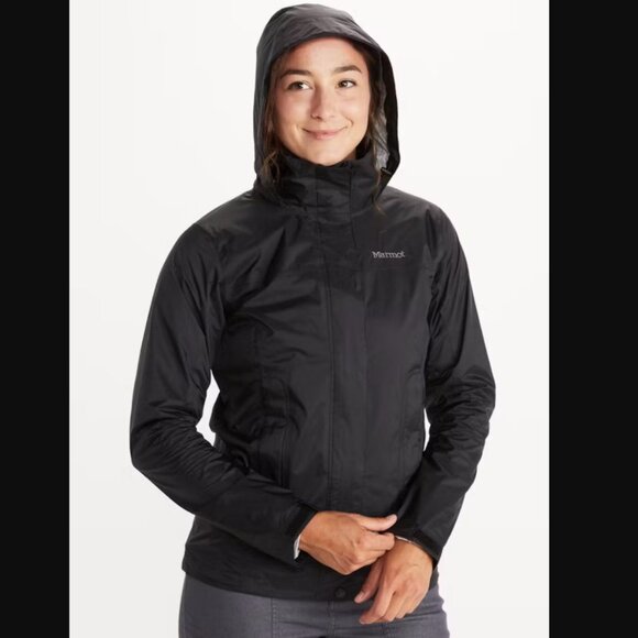 Marmot Women's PreCip Eco Jacket Size S Black Waterproof Taped Seams Hood - Picture 10 of 13